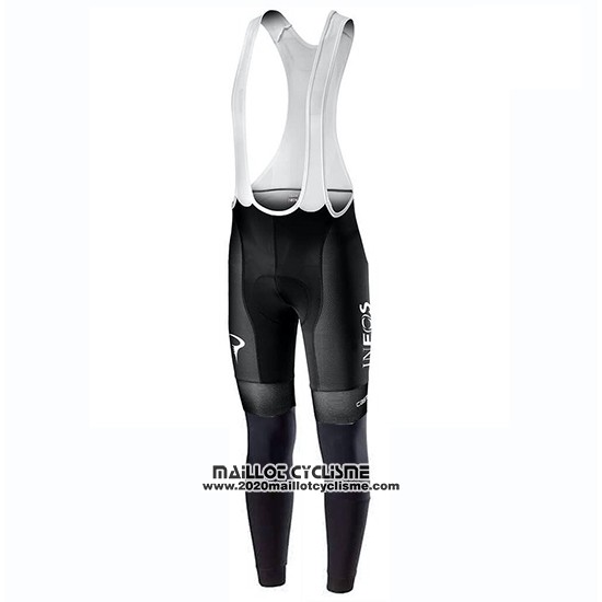 2019 Maillot Ciclismo Ineos Champion Uk Blanc Manches Longues et Cuissard